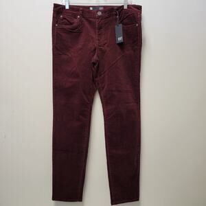 Kut From The Kloth Diana Skinny Pants Size 12 Wine Burgundy Corduroy Comfort